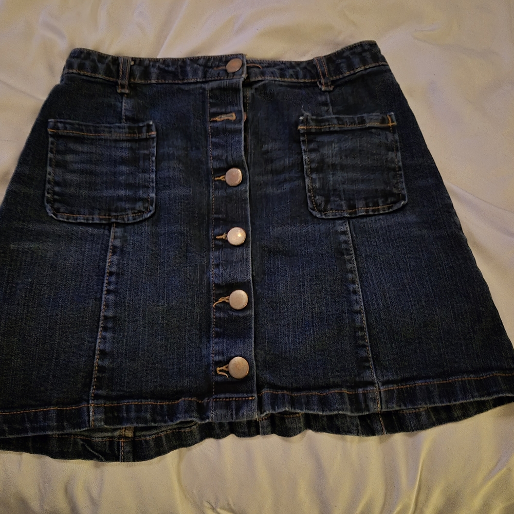 Aeropostale Dark Blue A-Line Denim Skirt